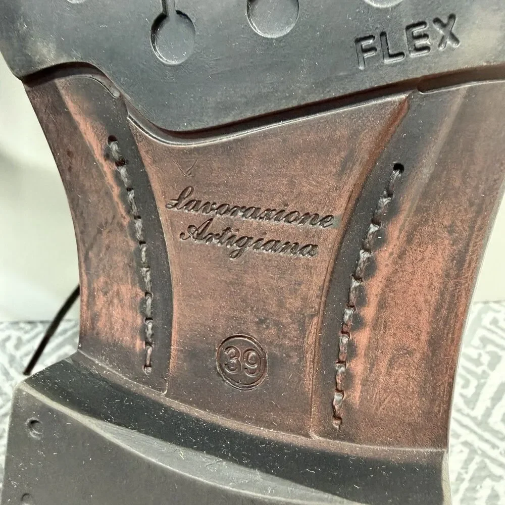 Ara Men Gero Brown Leather Derby Dress Shoes US 8 M Apron Toe Oxford Macchiato